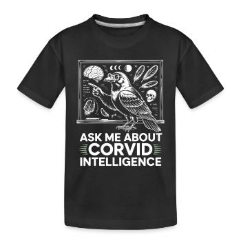 Corvid Intelligenz Krähenweisheit - Kinder Premium Bio T-Shirt - Schwarz - Vorne