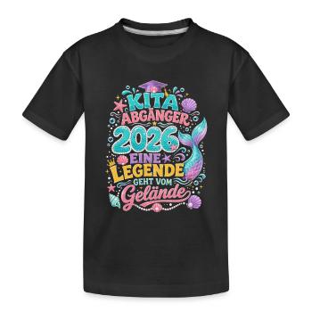 Kita Abgängerin 2026 Meerjungfrauenlegende - Kinder Premium Bio T-Shirt - Schwarz - Vorne