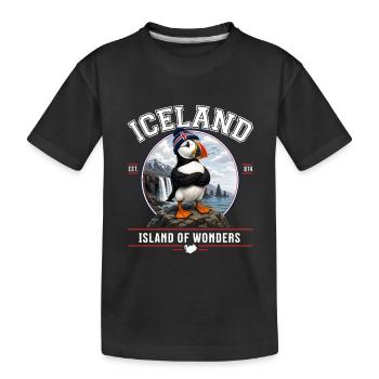 Macareux d’Islande – Île des Merveilles - T-shirt bio Premium Enfant - noir - Devant