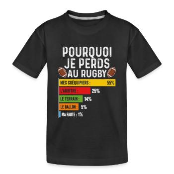 Rugby Cadeau humour personnalisé - T-shirt bio Premium Enfant - noir - Devant