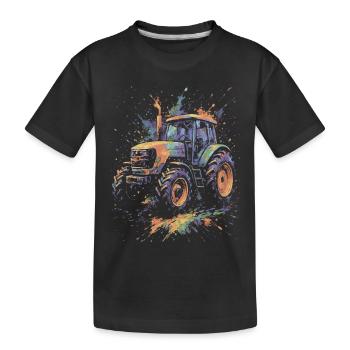 Tracteur Agricole Multicolore Splash Art - T-shirt bio Premium Enfant - noir - Devant