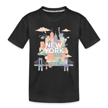 Aquarelle pastel de la skyline de New York - T-shirt bio Premium Enfant - noir - Devant