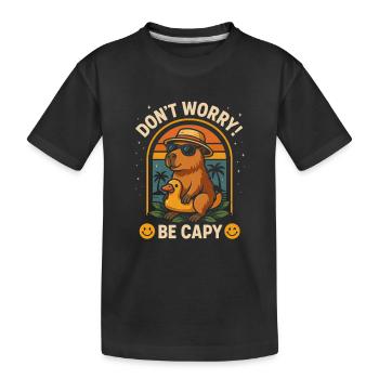 Don’t Worry Be Capy - Drôle d’animal capybara - T-shirt bio Premium Enfant - noir - Devant