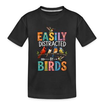 Facilement distrait par les oiseaux - T-shirt bio Premium Enfant - noir - Devant