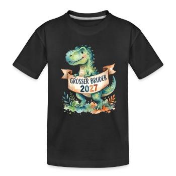 Großer Bruder 2027 Dinosaurier - Kinder Premium Bio T-Shirt - Schwarz - Vorne