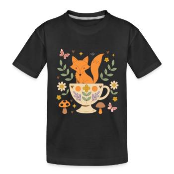 Tasse de Thé Fox Douillette - T-shirt bio Premium Enfant - noir - Devant