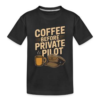 Un Café Pilote Privé Avant Un Amoureux du Café Aviation - T-shirt bio Premium Enfant - noir - Devant
