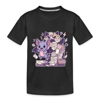Une chauve-souris mignonne et une montagne de paperasse - T-shirt bio Premium Enfant - noir - Devant