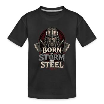 Né de tempête et d’acier - T-shirt bio Premium Enfant - noir - Devant