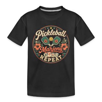 Pickleball Mahjong Passion Joueur Vintage - T-shirt bio Premium Enfant - noir - Devant