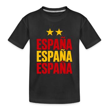 Spanien Schriftzug in Nationalfarben - Kinder Premium Bio T-Shirt - Schwarz - Vorne