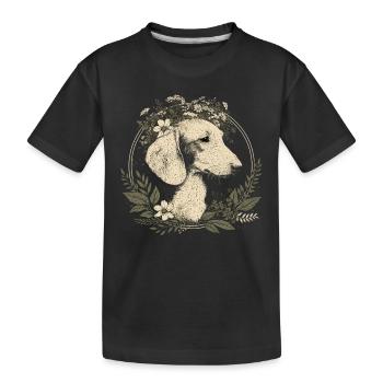 Couronne de fleurs de chien viennoise de teckel - T-shirt bio Premium Enfant - noir - Devant