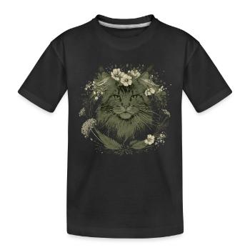 Fleurs Maine Coon Chat Amoureuse des Chats - T-shirt bio Premium Enfant - noir - Devant
