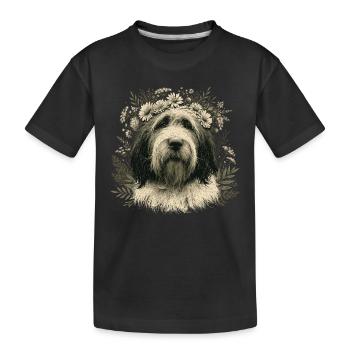 Chien à queue courte fleurs de berger anglais - T-shirt bio Premium Enfant - noir - Devant