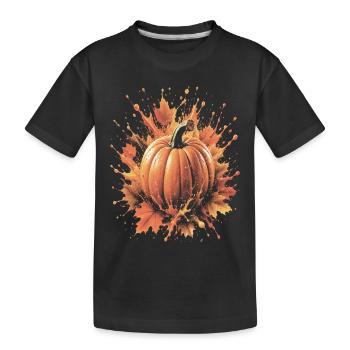 Citrouille Automne Splash Art Feuille Erable - T-shirt bio Premium Enfant - noir - Devant