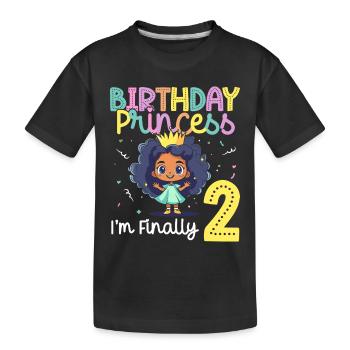 Fille Noire, princesse 2e anniversaire - T-shirt bio Premium Enfant - noir - Devant