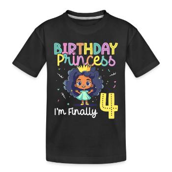 Fille noire pour son 4e anniversaire, Princesse - T-shirt bio Premium Enfant - noir - Devant