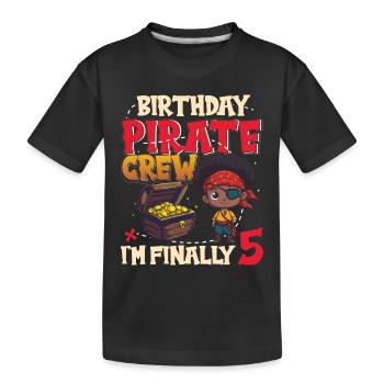 Un équipage de pirates Black Boy pour son 5e anniversaire Enfin 5 - T-shirt bio Premium Enfant - noir - Devant