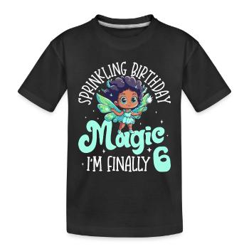 Fille noire pour son 6e anniversaire faisant de la magie - T-shirt bio Premium Enfant - noir - Devant