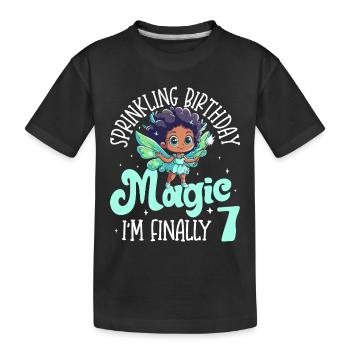 Black Girl 7th Birthday Spell, I'm Finally 7 - Kids' Premium Organic T-Shirt - black - Front