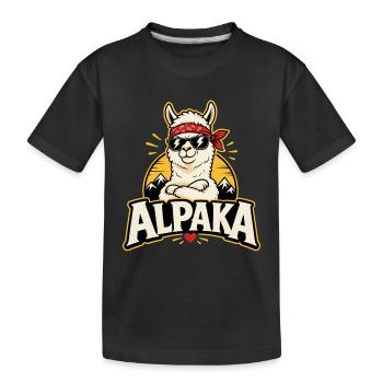 Alpaka Cool Sonnenbrille Lustiges Motiv - Kinder Premium Bio T-Shirt - Schwarz - Vorne