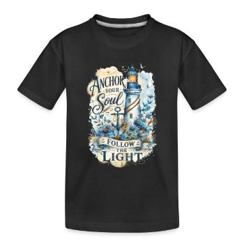 Ancre ton âme – Aquarelle de phare - T-shirt bio Premium Enfant - noir - Devant