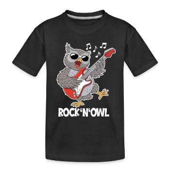 Rock N’Owl – Owl avec guitare électrique - T-shirt bio Premium Enfant - noir - Devant