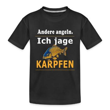 Andere angeln ich jage Karpfen – Karpfenangler - Kinder Premium Bio T-Shirt - Schwarz - Vorne