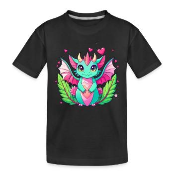Farbenfroher Drache - Kinder Premium Bio T-Shirt - Schwarz - Vorne