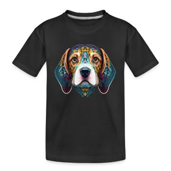 Farbenfrohes Beagle Kopf Artwork - Kinder Premium Bio T-Shirt - Schwarz - Vorne