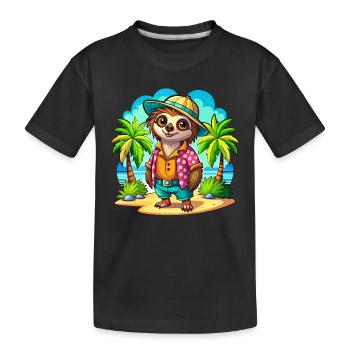 Cute holiday sloth - Kids' Premium Organic T-Shirt - black - Front