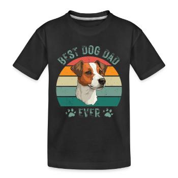Jack Russel Terrier Chien Chiens Papa Fête des Pères Rétro - T-shirt bio Premium Enfant - noir - Devant
