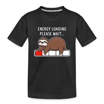 Faultier Energy Loading Please Wait - Kinder Premium Bio T-Shirt - Schwarz - Vorne