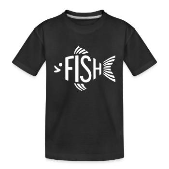 Fish Bone Skeleton Herringbone Fishing - Kids' Premium Organic T-Shirt - black - Front
