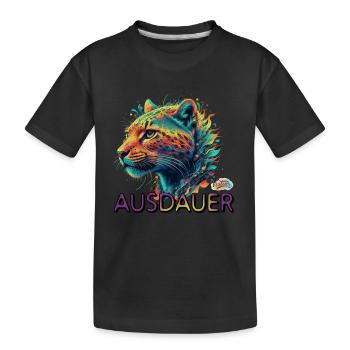 Werte mit Tieren: Ausdauer - Kinder Premium Bio T-Shirt - Schwarz - Vorne