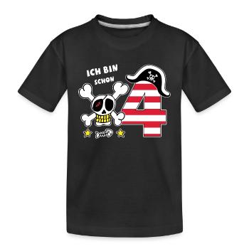 4. Geburtstag Jungen Geschenkidee Pirat - Kinder Premium Bio T-Shirt - Schwarz - Vorne