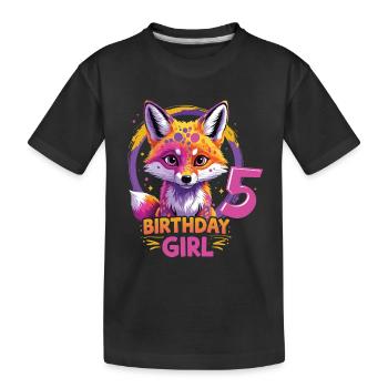 Jolie fille motif anniversaire renard 5 ans - T-shirt bio Premium Enfant - noir - Devant