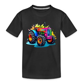 Tracteur aux couleurs vives - T-shirt bio Premium Enfant - noir - Devant