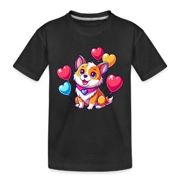 Chien avec des ballons colorés - T-shirt bio Premium Enfant - noir - Devant