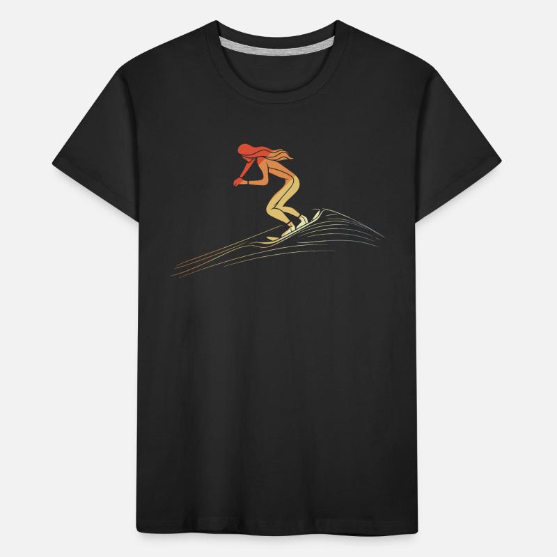 Retro Snowboard Mädchen Kinder Premium Bio T-Shirt