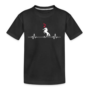 Pferd reiten Pferdeliebe Pferdestall Reitstunde - Kinder Premium Bio T-Shirt - Schwarz - Vorne