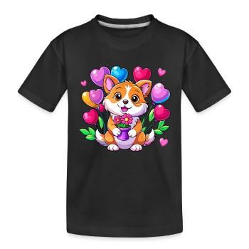 Chien avec des ballons colorés - T-shirt bio Premium Enfant - noir - Devant