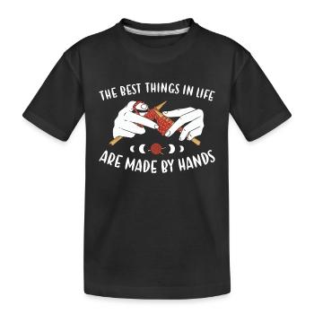 Les meilleures choses de la vie sont faites à la main - T-shirt bio Premium Enfant - noir - Devant