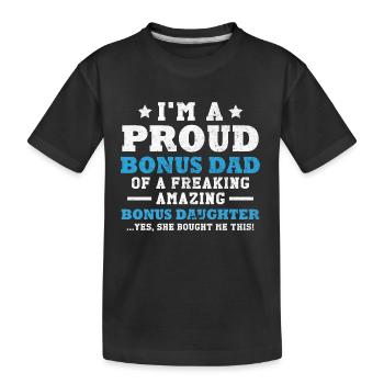 In einem stolzen Bonus-Papa-Papa-Geschenk - Kinder Premium Bio T-Shirt - Schwarz - Vorne