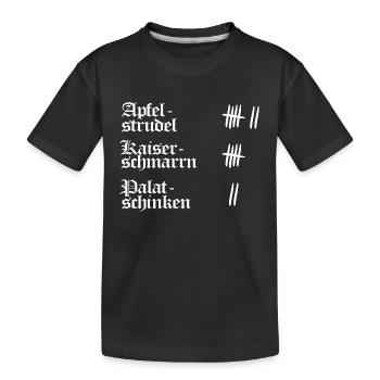 bayern apfelstrudel hüttengaudi - Kinder Premium Bio T-Shirt - Schwarz - Vorne