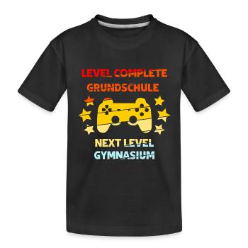 Level complete Grundschule next Level Gymnasium - Kinder Premium Bio T-Shirt - Schwarz - Vorne