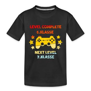 Level complete 6. Klasse next Level 7. Klasse - Kinder Premium Bio T-Shirt - Schwarz - Vorne
