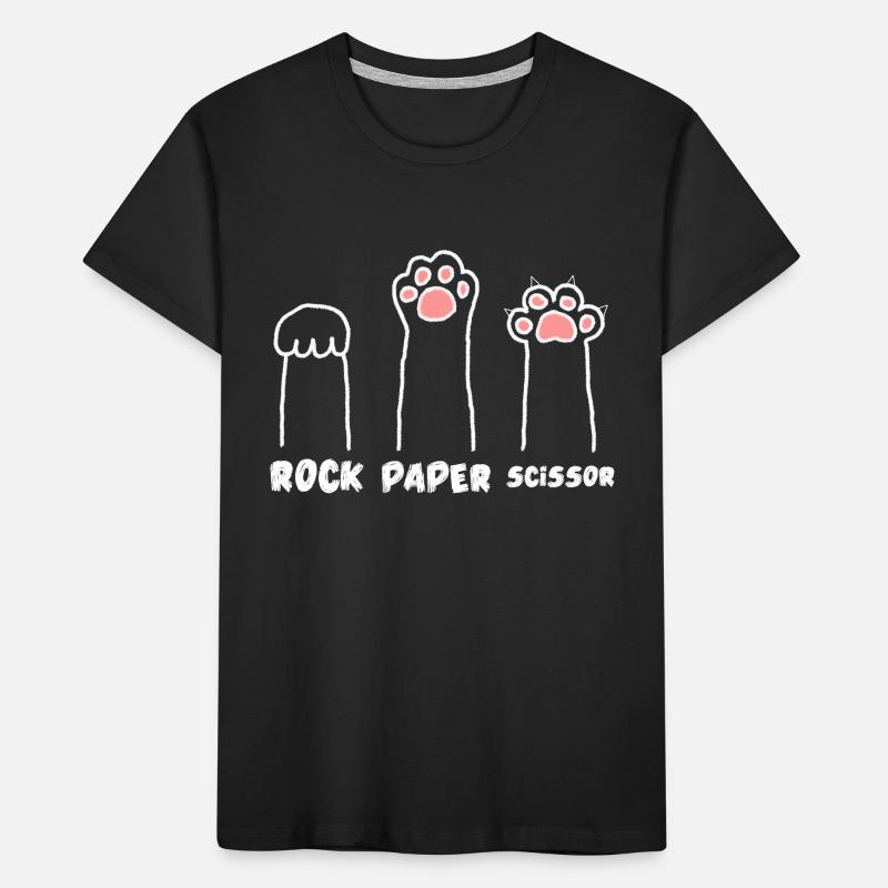 Ciseaux mignons Papier de pierre Pattes de chat drôle T-shirt bio Premium Enfant