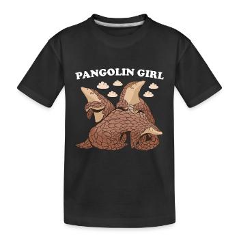 Pangolin Girl - Kids' Premium Organic T-Shirt - black - Front