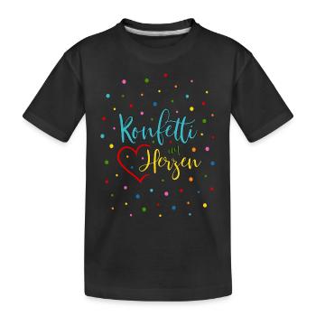 Konfetti im Herzen - Kinder Premium Bio T-Shirt - Schwarz - Vorne